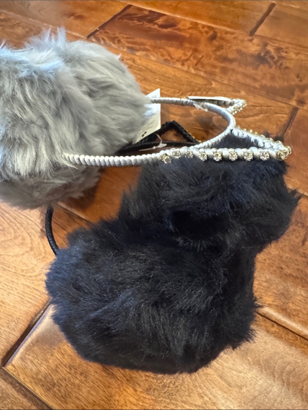 Faux Fur Cat Ear Headbands - Gray & Black - Picture 3 of 3